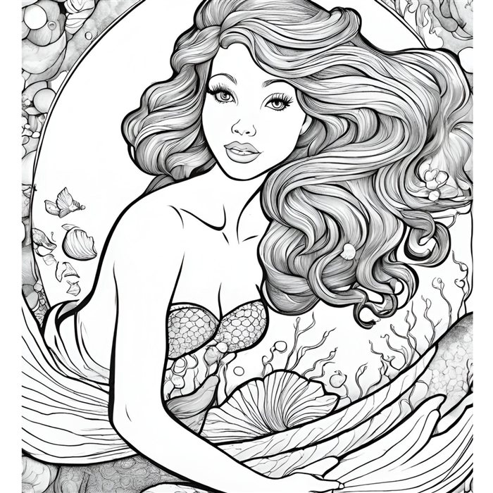 Free printable mermaid coloring page 2