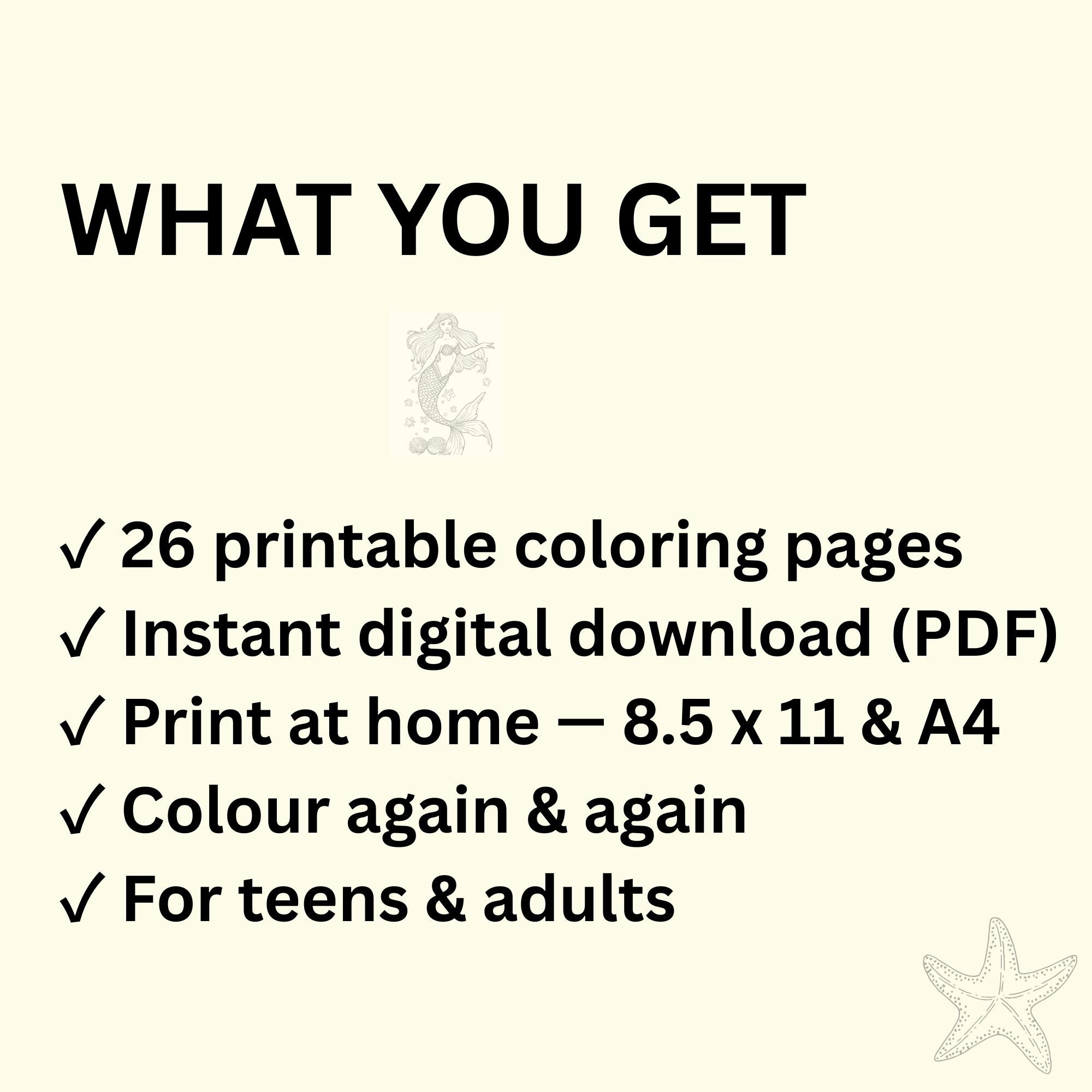 What's included in the full Mermaid Coloring Book